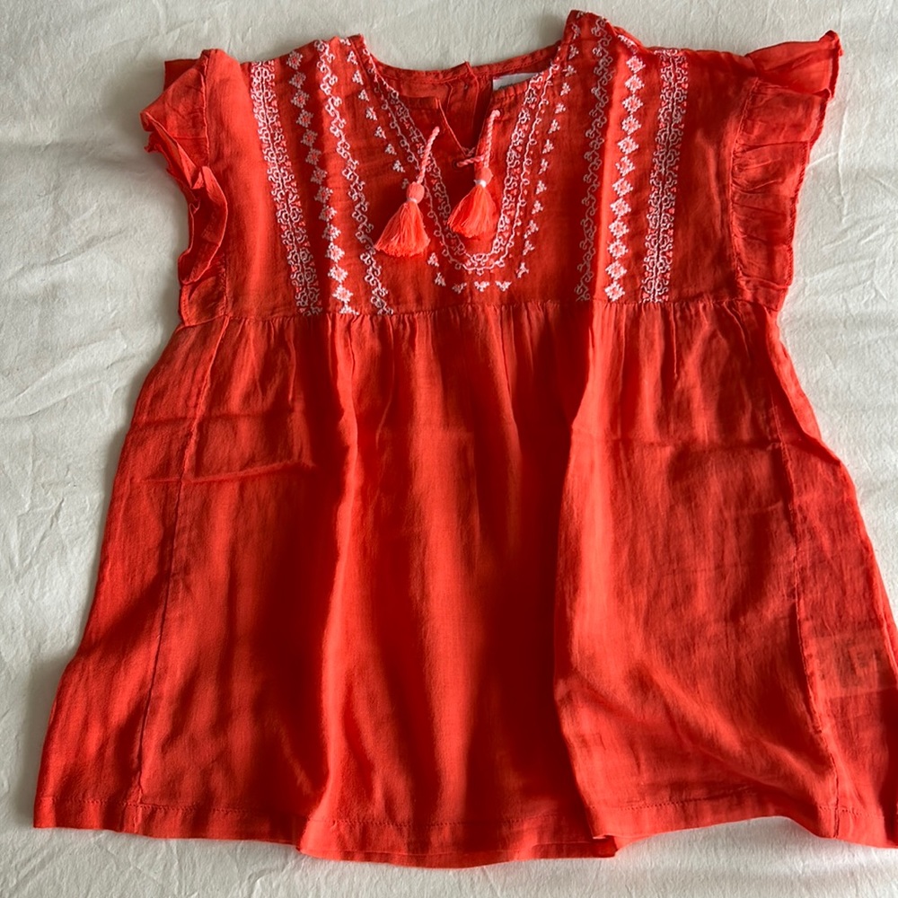 Orange cotton boho blouse